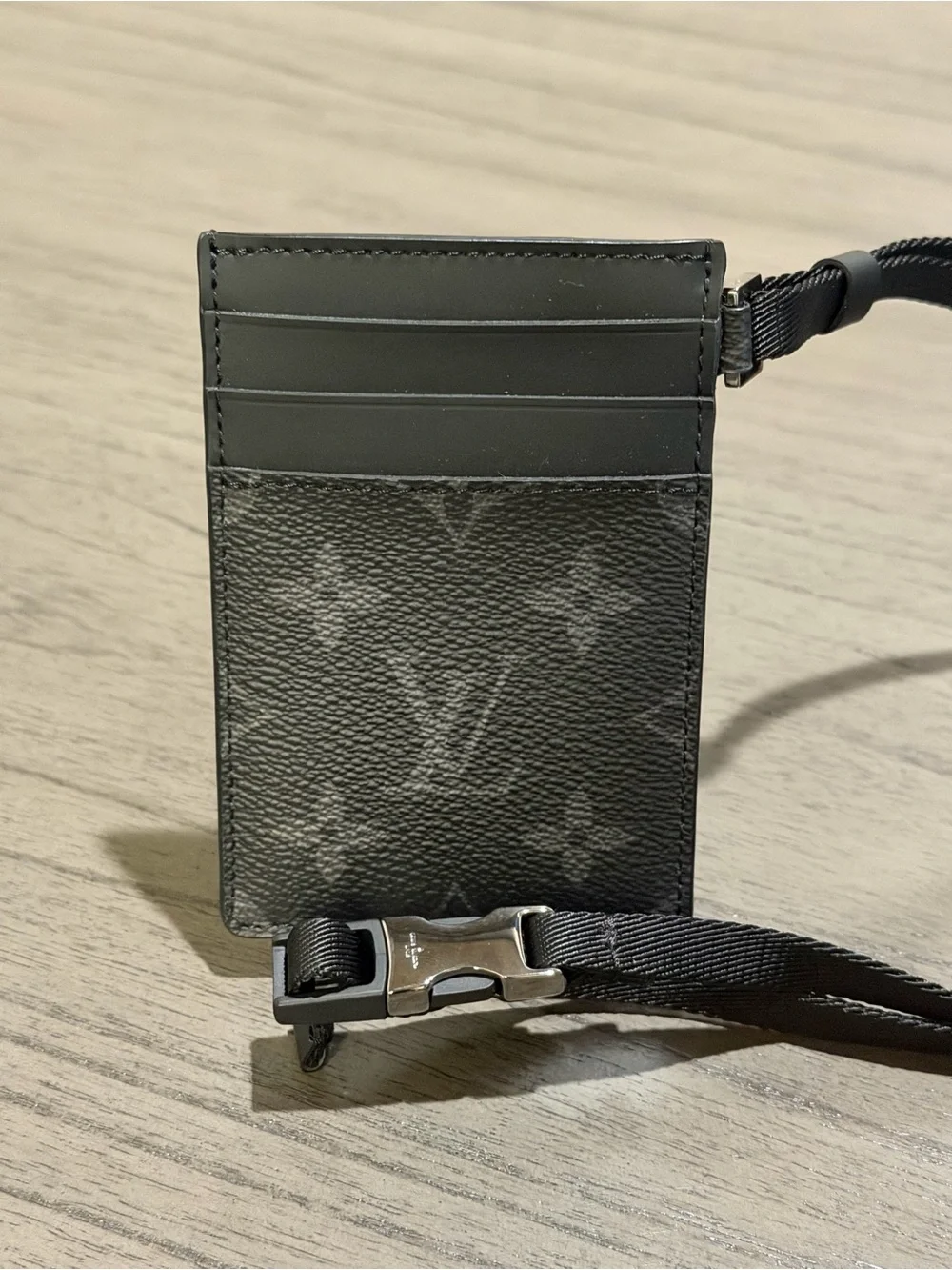 Louis Vuitton Black Monogram Card Holder with Lanyard